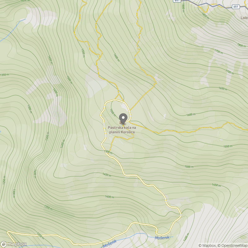 Planina Korošica zemljevid